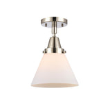 447-1C-PN-G41 1-Light 7.75" Polished Nickel Flush Mount - Matte White Cased Large Cone Glass - LED Bulb - Dimmensions: 7.75 x 7.75 x 11 - Sloped Ceiling Compatible: No