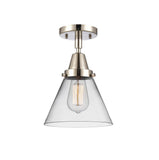 447-1C-PN-G42 1-Light 7.75" Polished Nickel Flush Mount - Clear Large Cone Glass - LED Bulb - Dimmensions: 7.75 x 7.75 x 11 - Sloped Ceiling Compatible: No