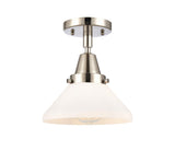 447-1C-PN-G4471 1-Light 8" Polished Nickel Flush Mount - White Caden Glass - LED Bulb - Dimmensions: 8 x 8 x 7 - Sloped Ceiling Compatible: No