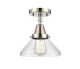 447-1C-PN-G4474 1-Light 8" Polished Nickel Flush Mount - Seedy Caden Glass - LED Bulb - Dimmensions: 8 x 8 x 7 - Sloped Ceiling Compatible: No
