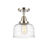 447-1C-PN-G513 1-Light 5" Polished Nickel Flush Mount - Clear Deco Swirl Small Bell Glass - LED Bulb - Dimmensions: 5 x 5 x 10 - Sloped Ceiling Compatible: No