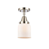 447-1C-PN-G51 1-Light 5" Polished Nickel Flush Mount - Matte White Cased Small Bell Glass - LED Bulb - Dimmensions: 5 x 5 x 10 - Sloped Ceiling Compatible: No