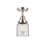 447-1C-PN-G52 1-Light 5" Polished Nickel Flush Mount - Clear Small Bell Glass - LED Bulb - Dimmensions: 5 x 5 x 10 - Sloped Ceiling Compatible: No