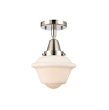 447-1C-PN-G531 1-Light 7.5" Polished Nickel Flush Mount - Matte White Cased Small Oxford Glass - LED Bulb - Dimmensions: 7.5 x 7.5 x 9 - Sloped Ceiling Compatible: No