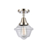 447-1C-PN-G532 1-Light 7.5" Polished Nickel Flush Mount - Clear Small Oxford Glass - LED Bulb - Dimmensions: 7.5 x 7.5 x 9 - Sloped Ceiling Compatible: No