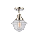 447-1C-PN-G534 1-Light 7.5" Polished Nickel Flush Mount - Seedy Small Oxford Glass - LED Bulb - Dimmensions: 7.5 x 7.5 x 9 - Sloped Ceiling Compatible: No