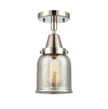 447-1C-PN-G58 1-Light 5" Polished Nickel Flush Mount - Silver Plated Mercury Small Bell Glass - LED Bulb - Dimmensions: 5 x 5 x 12.5 - Sloped Ceiling Compatible: No