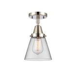 447-1C-PN-G62 1-Light 6.25" Polished Nickel Flush Mount - Clear Small Cone Glass - LED Bulb - Dimmensions: 6.25 x 6.25 x 10 - Sloped Ceiling Compatible: No