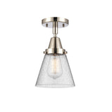 447-1C-PN-G64 1-Light 6.25" Polished Nickel Flush Mount - Seedy Small Cone Glass - LED Bulb - Dimmensions: 6.25 x 6.25 x 10 - Sloped Ceiling Compatible: No