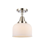 447-1C-PN-G71 1-Light 8" Polished Nickel Flush Mount - Matte White Cased Large Bell Glass - LED Bulb - Dimmensions: 8 x 8 x 10.375 - Sloped Ceiling Compatible: No