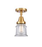 447-1C-SG-G182S 1-Light 6" Satin Gold Flush Mount - Clear Small Canton Glass - LED Bulb - Dimmensions: 6 x 6 x 10 - Sloped Ceiling Compatible: No