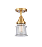 447-1C-SG-G184S 1-Light 6" Satin Gold Flush Mount - Seedy Small Canton Glass - LED Bulb - Dimmensions: 6 x 6 x 10 - Sloped Ceiling Compatible: No