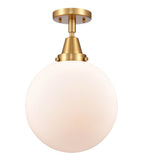 447-1C-SG-G201-10 1-Light 10" Satin Gold Flush Mount - Matte White Cased Beacon Glass - LED Bulb - Dimmensions: 10 x 10 x 12.5 - Sloped Ceiling Compatible: No