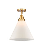 447-1C-SG-G41-L 1-Light 12" Satin Gold Flush Mount - Matte White Cased Cone 12" Glass - LED Bulb - Dimmensions: 12 x 12 x 15.5 - Sloped Ceiling Compatible: No
