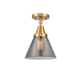 447-1C-SG-G43 1-Light 7.75" Satin Gold Flush Mount - Plated Smoke Large Cone Glass - LED Bulb - Dimmensions: 7.75 x 7.75 x 11 - Sloped Ceiling Compatible: No