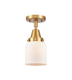447-1C-SG-G51 1-Light 5" Satin Gold Flush Mount - Matte White Cased Small Bell Glass - LED Bulb - Dimmensions: 5 x 5 x 10 - Sloped Ceiling Compatible: No