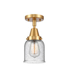 447-1C-SG-G54 1-Light 5" Satin Gold Flush Mount - Seedy Small Bell Glass - LED Bulb - Dimmensions: 5 x 5 x 10 - Sloped Ceiling Compatible: No