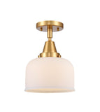 447-1C-SG-G71 1-Light 8" Satin Gold Flush Mount - Matte White Cased Large Bell Glass - LED Bulb - Dimmensions: 8 x 8 x 10.375 - Sloped Ceiling Compatible: No