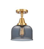 447-1C-SG-G73 1-Light 8" Satin Gold Flush Mount - Plated Smoke Large Bell Glass - LED Bulb - Dimmensions: 8 x 8 x 10.375 - Sloped Ceiling Compatible: No