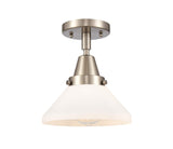 447-1C-SN-G4471 1-Light 8" Brushed Satin Nickel Flush Mount - White Caden Glass - LED Bulb - Dimmensions: 8 x 8 x 7 - Sloped Ceiling Compatible: No