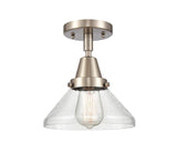 447-1C-SN-G4474 1-Light 8" Brushed Satin Nickel Flush Mount - Seedy Caden Glass - LED Bulb - Dimmensions: 8 x 8 x 7 - Sloped Ceiling Compatible: No