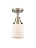 447-1C-SN-G51 1-Light 5" Brushed Satin Nickel Flush Mount - Matte White Cased Small Bell Glass - LED Bulb - Dimmensions: 5 x 5 x 10 - Sloped Ceiling Compatible: No