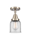 447-1C-SN-G52 1-Light 5" Brushed Satin Nickel Flush Mount - Clear Small Bell Glass - LED Bulb - Dimmensions: 5 x 5 x 10 - Sloped Ceiling Compatible: No