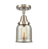 447-1C-SN-G58 1-Light 5" Brushed Satin Nickel Flush Mount - Silver Plated Mercury Small Bell Glass - LED Bulb - Dimmensions: 5 x 5 x 12.5 - Sloped Ceiling Compatible: No