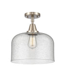1-Light 12" X-Large Bell Flush Mount - Bell-Urn Seedy Glass LED