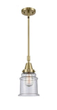 Stem Hung 6.5" Antique Brass Mini Pendant - Seedy Canton Glass LED