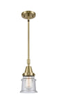 Stem Hung 6.5" Antique Brass Mini Pendant - Seedy Small Canton Glass LED