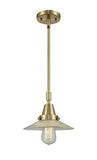 Stem Hung 8.5" Antique Brass Mini Pendant - Clear Halophane Glass LED