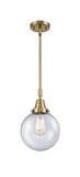 Stem Hung 8" Beacon Mini Pendant - Globe-Orb Seedy Glass - Choice of Finish And Incandesent Or LED Bulbs