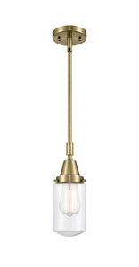 Stem Hung 4.5" Antique Brass Mini Pendant - Clear Dover Glass LED