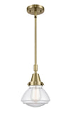 Stem Hung 6.75" Antique Brass Mini Pendant - Clear Olean Glass LED