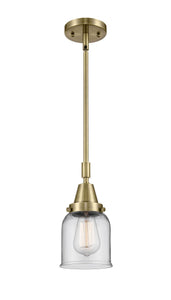 Stem Hung 5" Antique Brass Mini Pendant - Clear Small Bell Glass LED