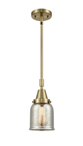 Stem Hung 5" Antique Brass Mini Pendant - Silver Plated Mercury Small Bell Glass LED