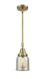 Stem Hung 5" Antique Brass Mini Pendant - Silver Plated Mercury Small Bell Glass LED