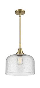 447-1S-AB-G74-L Stem Hung 12" Antique Brass Mini Pendant - LED Bulb