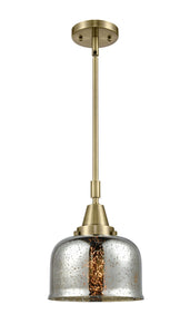 Stem Hung 8" Antique Brass Mini Pendant - Silver Plated Mercury Large Bell Glass LED