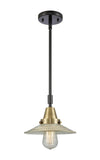 447-1S-BAB-G2 Stem Hung 8.5" Black Antique Brass Mini Pendant - Clear Halophane Glass - LED Bulb - Dimmensions: 8.5 x 8.5 x 9.125<br>Minimum Height : 12.125<br>Maximum Height : 42.125 - Sloped Ceiling Compatible: Yes