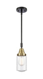447-1S-BAB-G314 Stem Hung 4.5" Black Antique Brass Mini Pendant - Seedy Dover Glass - LED Bulb - Dimmensions: 4.5 x 4.5 x 11.375<br>Minimum Height : 14.375<br>Maximum Height : 44.375 - Sloped Ceiling Compatible: Yes