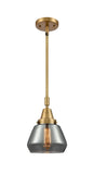 Stem Hung 7" Antique Brass Mini Pendant - Plated Smoke Fulton Glass LED