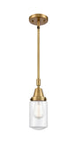 Stem Hung 4.5" Antique Brass Mini Pendant - Clear Dover Glass LED