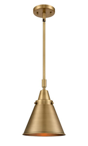 Stem Hung 8" Brushed Brass Mini Pendant - Brushed Brass Appalachian Shade - LED Bulb