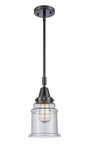 447-1S-BK-G184 Stem Hung 6.5" Matte Black Mini Pendant - Seedy Canton Glass - LED Bulb - Dimmensions: 6.5 x 6.5 x 11.125<br>Minimum Height : 14.125<br>Maximum Height : 44.125 - Sloped Ceiling Compatible: Yes