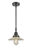 447-1S-BK-G2 Stem Hung 8.5" Matte Black Mini Pendant - Clear Halophane Glass - LED Bulb - Dimmensions: 8.5 x 8.5 x 9.125<br>Minimum Height : 12.125<br>Maximum Height : 42.125 - Sloped Ceiling Compatible: Yes