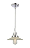 447-1S-PC-G2 Stem Hung 8.5" Polished Chrome Mini Pendant - Clear Halophane Glass - LED Bulb - Dimmensions: 8.5 x 8.5 x 9.125<br>Minimum Height : 12.125<br>Maximum Height : 42.125 - Sloped Ceiling Compatible: Yes