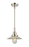 447-1S-PN-G2 Stem Hung 8.5" Polished Nickel Mini Pendant - Clear Halophane Glass - LED Bulb - Dimmensions: 8.5 x 8.5 x 9.125<br>Minimum Height : 12.125<br>Maximum Height : 42.125 - Sloped Ceiling Compatible: Yes