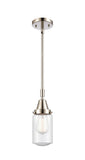 447-1S-PN-G314 Stem Hung 4.5" Polished Nickel Mini Pendant - Seedy Dover Glass - LED Bulb - Dimmensions: 4.5 x 4.5 x 11.375<br>Minimum Height : 14.375<br>Maximum Height : 44.375 - Sloped Ceiling Compatible: Yes